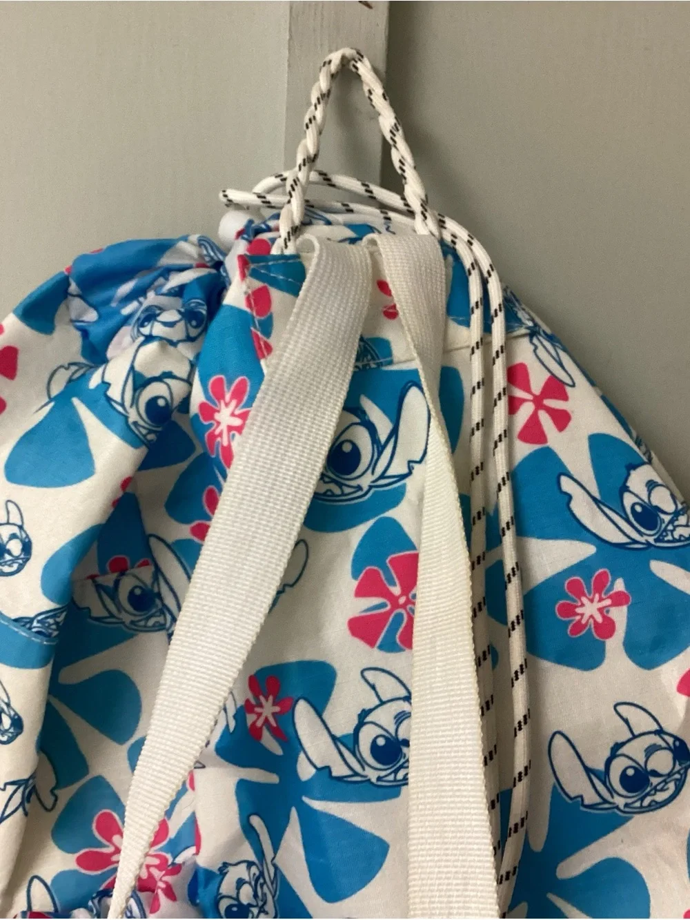Blue & White Kids Backpack with Stitch Print Disney